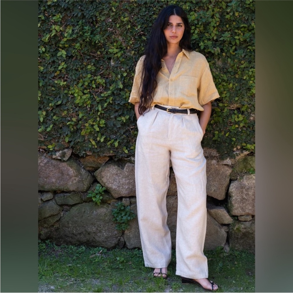 [SOLD] Ozma the linen trousers - high-waisted straight leg pants in cream